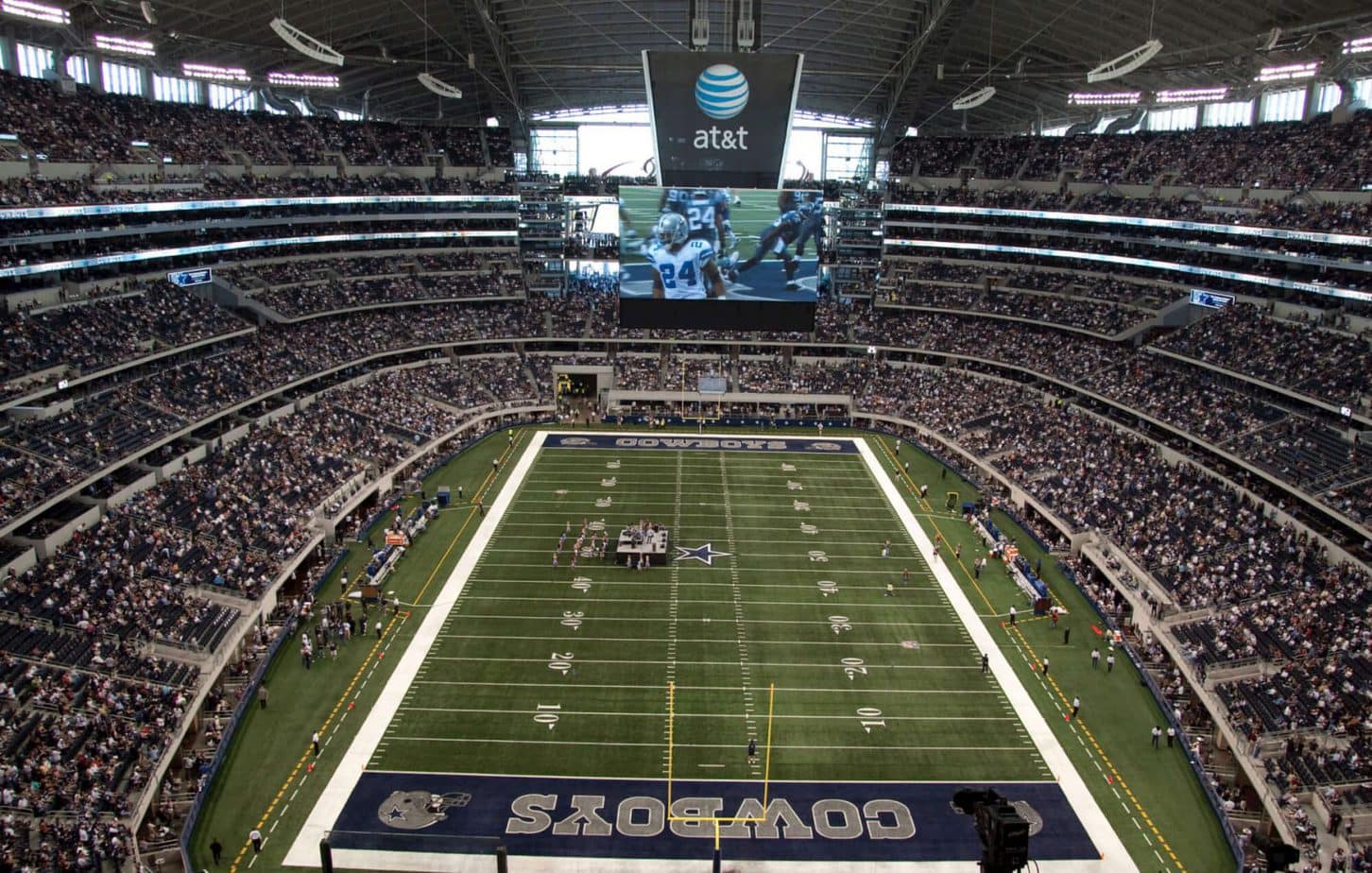 The AT&T stadium were the Dallas Cowboys are just about to play a game