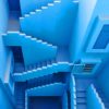 Blaues Modell eines Treppenhauses